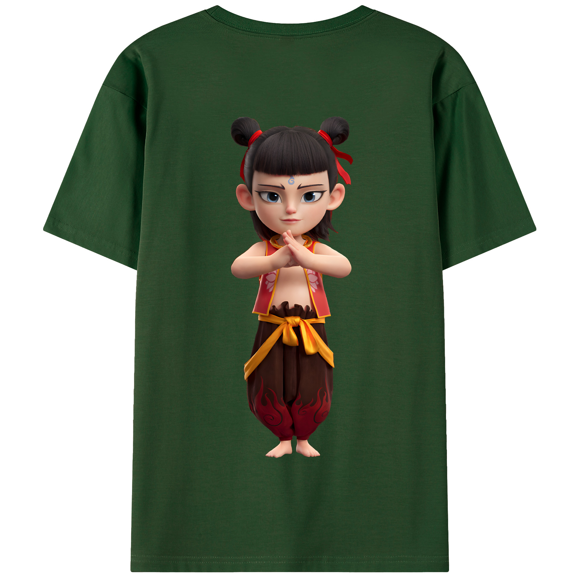 （画像用） Ne Zha 2 ナタ 魔童の大暴れ 綿100％半袖Tシャツ（背面プリント）
